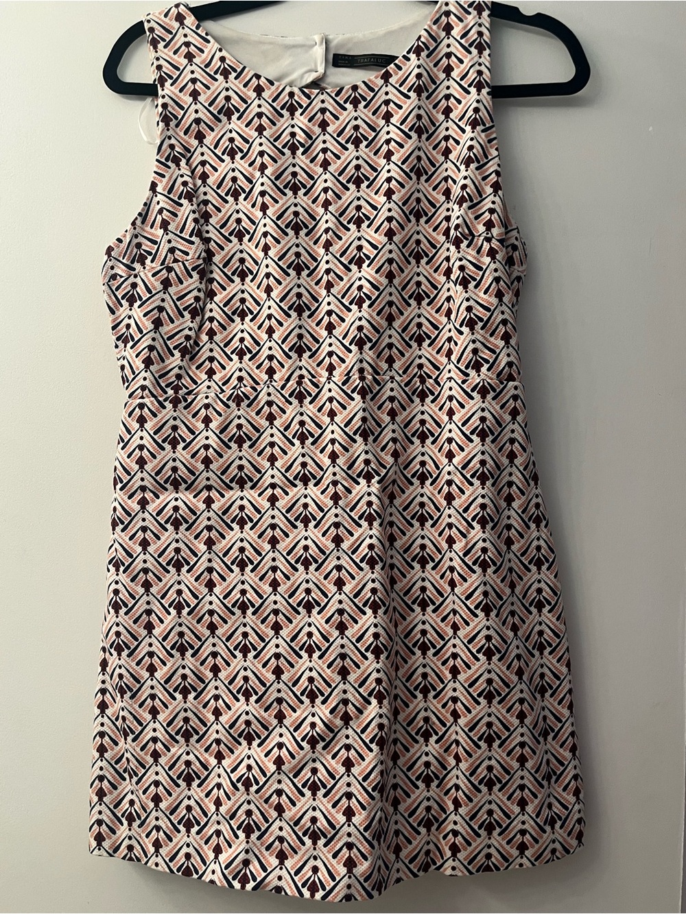 Sleeveless Geometric Dress-front Romper with Art Deco print
